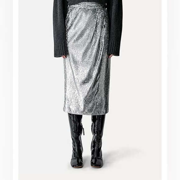 Forte Forte Dresses & Skirts - NWT Forte Forte Encanto Lurex Velvet Skirt Silver Estrella | Size 0